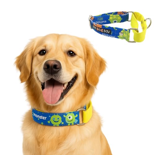 Image of Dog-O-Bow Monster Print Martingale Dog Collar, Durable, Comfortable & Adjustable Training Collar (XL)