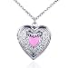 Love Heart Pink Enamel Locket Necklace Pendant Memories Photo Birthstone Locket Necklaces Platinum Plated (Enamel pink locket necklace)