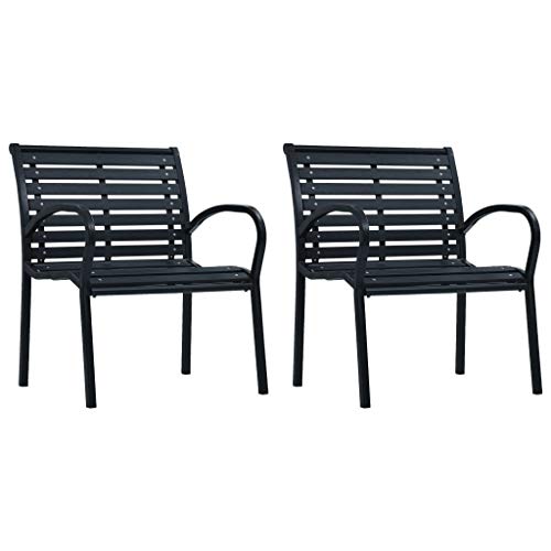 vidaXL Garden Chairs Set of 2 Steel and WPC Black