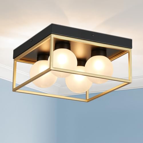 Luminaire en verre bullé et cadre finition noire haut de gamme