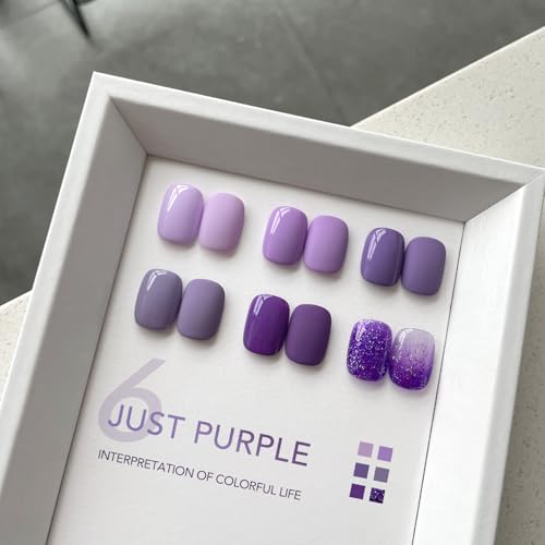 Image of GAOY Purple Gel Nail Polish Set, 6 Colors Glitter Spakle Soak Off UV Light Cure Gel Polish Kit for Salon and Nail Art DIY at Home