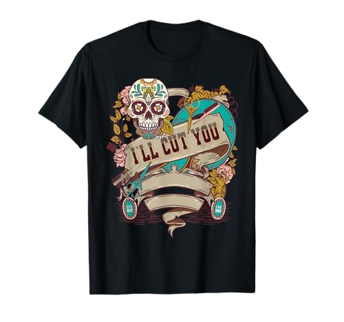 Peluquero Lindo Estilista Calavera Tijeras Te Corto Camiseta
