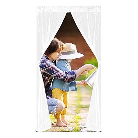 Magnetic Fly Screen Door 110 x 220 cm for Anti Mosquito and Pest Magnetic Soft Door Close Automatically Insect Protection Door No Gap Dogs Pets Friendly Door Screen (White) Cover