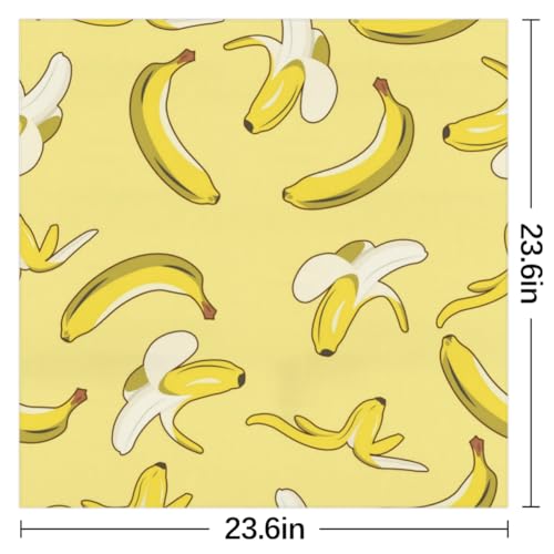 KOBLEN Banana Fruit Pattern Silk Scarf 23.6x23.6 Inch Square Neck Scarf for Women Breathable Lightweight Neckerchief Silk Head Scarf Hair Wrap2