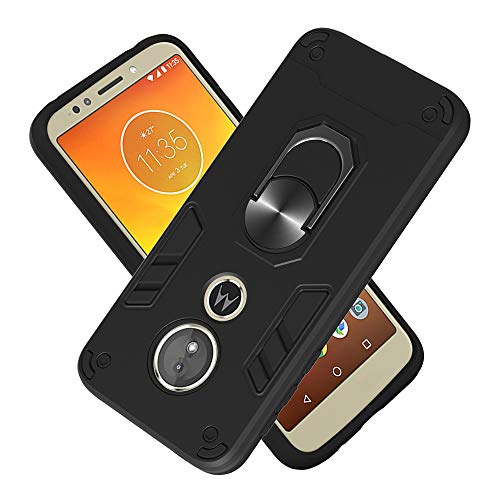 Armatura Custodia Motorola Moto E5/G6 Play, Shell PC+TPU Cassa Cover Supporto di Anello Rotante di 360 Case per Moto E5/G6 Play (Nero)