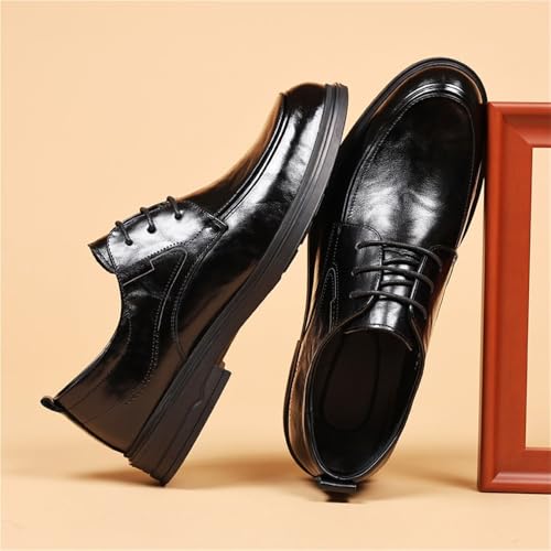 Mens Top Grain Leather Business Casual Lace Up Shoes Breathable Soft Sole Genuine Leather Slip On Loafers Trendy Comfortable Footwear2