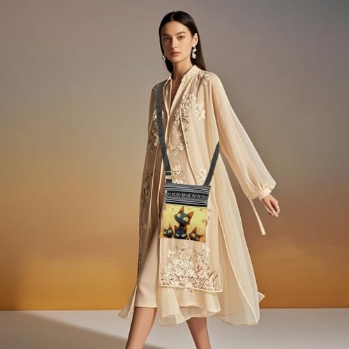 Funny Cats Print Crossbody Bag Adjustable Unisex Shoulder Bag with Zipper Birthday Gift for Cat Lovers Outdoor Travel Adults Messenger Bags4