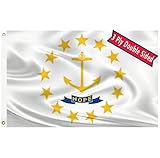 Rhode Island State Flag 3x5 Outdoor Double Sided State of Rhode Island Flags 3 Layers 240D Polyester Sewing 4 Rows of Thread with Durable Canvas Header and Brass Grommets Rhode Island Decor for Indoor Wall Room