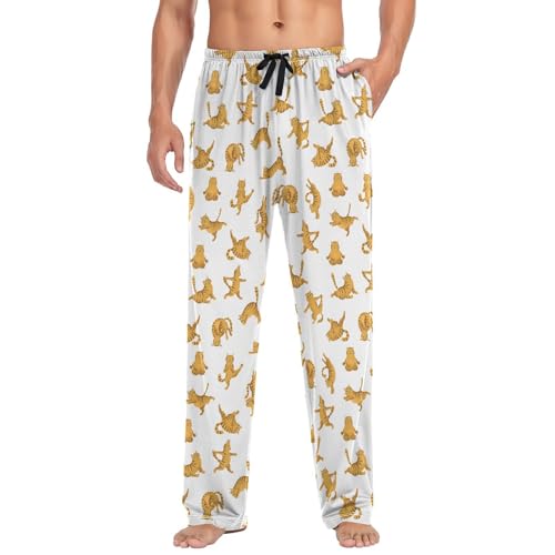 Men's Pajama Pants Soft Lightweight Lounge Sleep Tabby Cats Pj Bottoms with Pockets Drawstring4