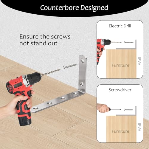 Qivine Anti Tip Furniture Anchors, Heavy Duty Metal Furniture Straps, 4Pack Bookshelf Anchors to Wall with Secure 400 lbs Anti Tip for Boys Proofing Cabinet Shelves Bookshelf
