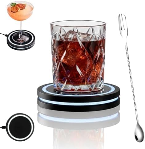 Smart Coaster Drink Mixer, Portable Smart Cocktail Coaster Maker with LED and Built-in Smart Sensing Technology, Effortless to Clean & Carry Compact Storage for Pad Bar Club Beverage Mixologist