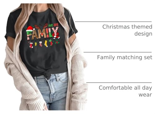 Image of Merry Christmas Family Shirts Plus Size Tops Couple Outfit Tee Parent-Child Short Sleeves Christmas Top