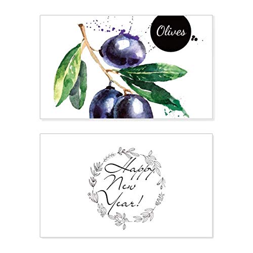 Tarjeta de año nuevo con acuarela artesanal y diseño saludable