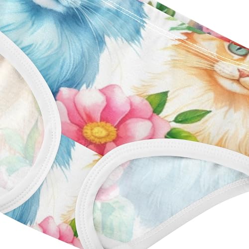Flowers Blue Orange Cats Little Girl Panties Toddler Underwear Floral Cotton Fun Print Underpants Briefs 2t4
