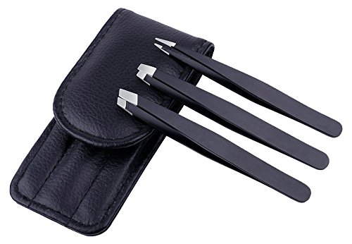 Tweezer Set with Case -Flat Slant and Pointed Tweezers