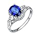 KnBoB Damen 18K Weißgold Ringe Oval Form 1.45 ct Blau Tanzanite Ehe Verlobungsringe Gr. 60 (19.1)