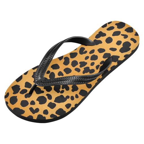 Mens Flip Flops Brown LeopardSandal Flip Flops for Women Summer Beach Slipper 214A4501