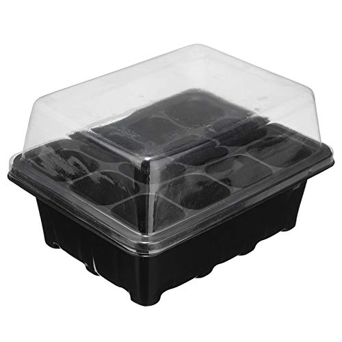 Lynn025Keats 12 Cell Plug Propagation Box Kit Dome + Tray + Inserts with Holes Grow Kit