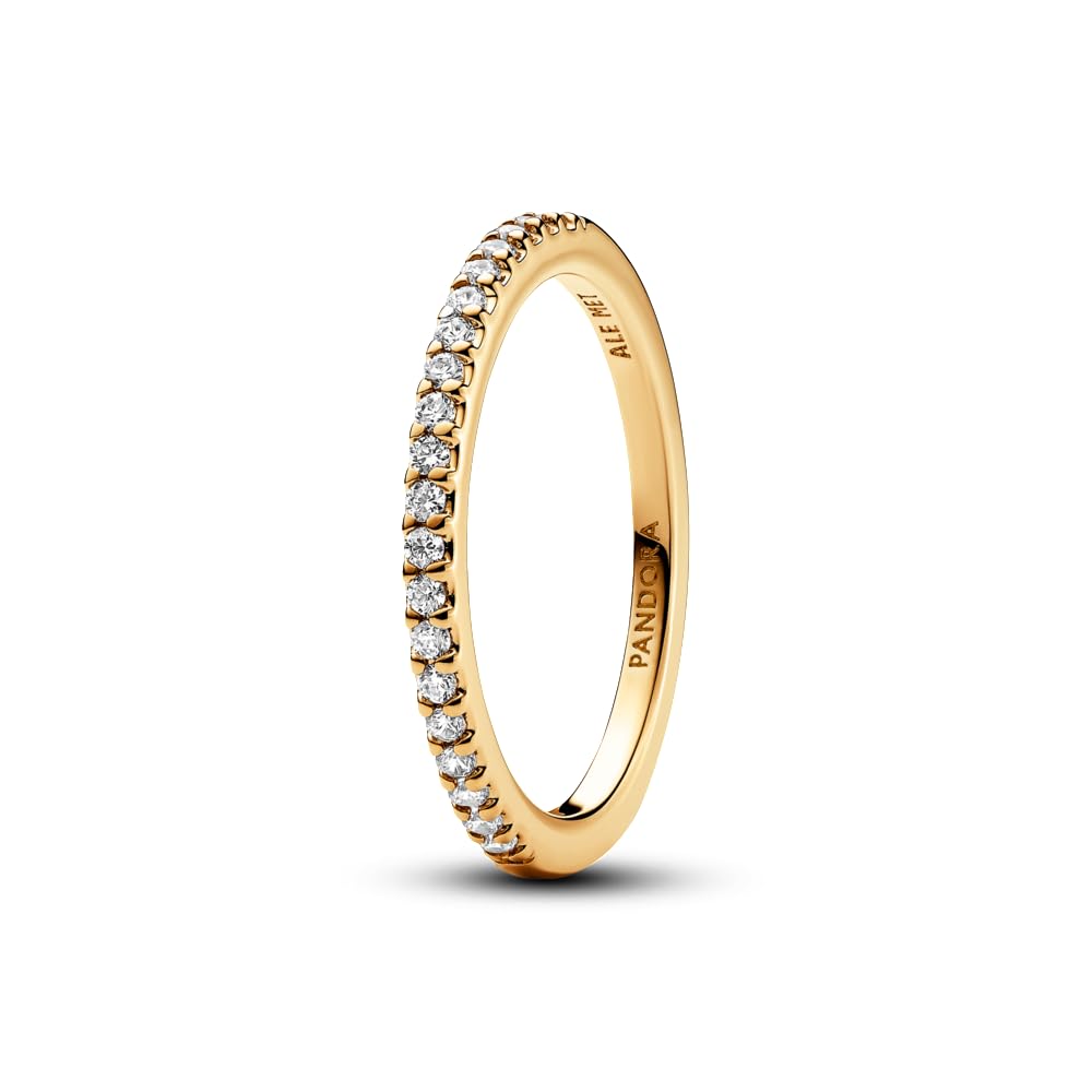 Pandora Timeless Anillo chapado en oro de 14 quilates con circonitas cúbicas transparentes