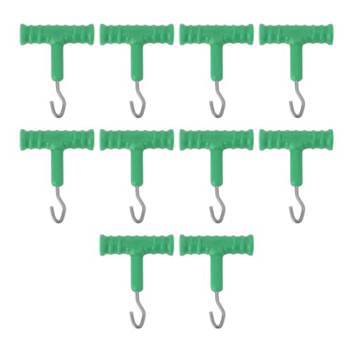 eMagTech 10Pcs Knot Puller Tools T-Handle for Fishing Green