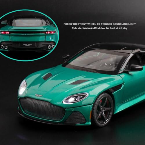 Image of 1:24 Alloy Die Cast Metal Car Scale Model Aston Martin Metal Diecast Car Pullback with Sound Light Toy Car for Kids Best Gifts Toys for Boys. (Green)