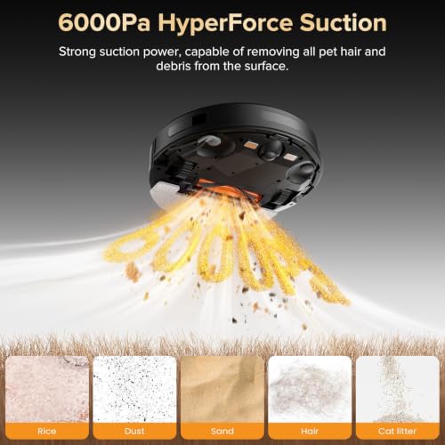 Image of Robot Vacuum and Mop Combo, Self-Emptying Robot Vacuum Cleaner with LiDAR Navigation, 6000Pa Suction, Smart Mapping, No-Go Zones and App Control for Pet Hair, Carpet and Hard Floors