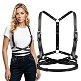 Punk Leder Körperkette, Harness Damen Oberkörper Gothic Gürtel , Schwarz