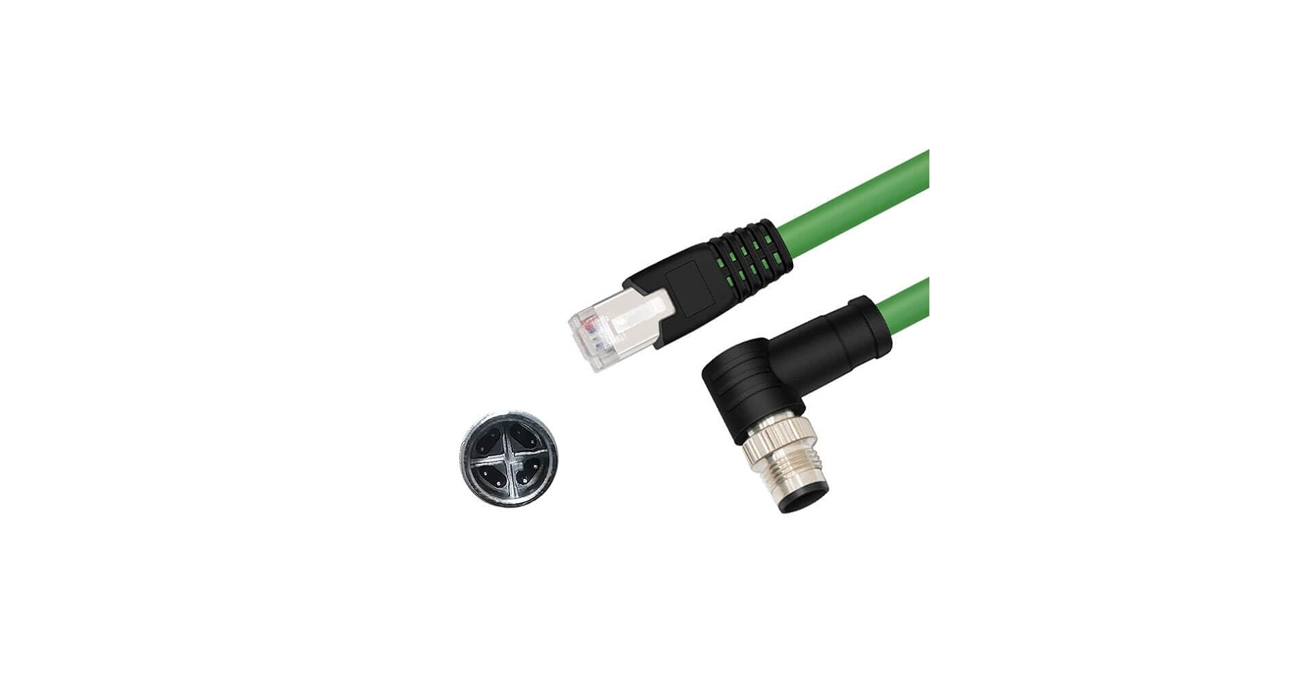 GXMRHWY M12 8-pin X-Code Male Angled to RJ45 Male High Flex