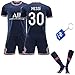 LHNLSMGS Paris-Messi -30 Adultes et Enfants Maillot de Football, Garçon Vêtements de Football avec Accessoires Paris Extérieur Messi Vêtements de Football Maillot PSG 30 (bleu, M)