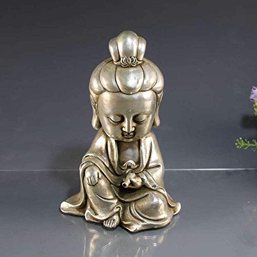 Statue Bouddhisme Bodhisattva en cuivre blanc archaize pour déco maison
