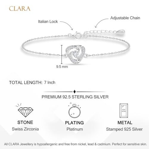 Image of Clara 925 Sterling Silver Bianca Solitaire Pendant Earrings Chain Bracelet Ring Jewellery Set for Women & Girls| Platinum Plated | Gift for her