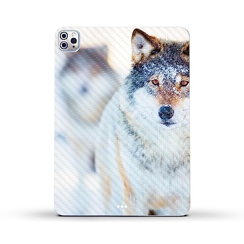 Image of MightySkins Carbon Fiber Skin Compatible with Apple iPad Pro 11 inch M2 4th Gen (2022) Full Wrap Kit - Alpha Wolf | Protective, Durable Textured Carbon Fiber Finish | Easy to Apply | Made in The USA