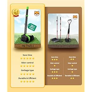 Large Swivel Bin & Rake Pooper Scooper with 40 Waste Bags, 36″ Long Handle & 4 Bag Hooks Adjustable Dog Pooper Scooper for Large Dogs and Pets, Portable Non-Breakable Dog Poop Scooper