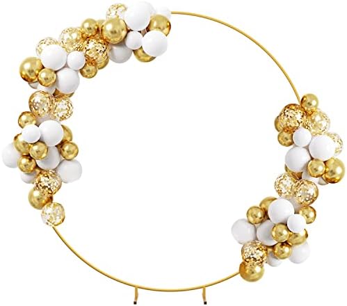 8FT Balloon Arch Stand,Circle Balloon arch Frame,Golden Round Metal Wedding Arch,Metal Round Balloon Arch kit Decoration,Balloon stand for Birthday Party Decoration, Wedding Decoration,