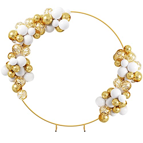 8Ft Balloon Arch Stand,Circle Balloon Arch Frame,Golden Round Metal Wedding Arch,Metal Round Balloon Arch Kit Decoration,Balloon Stand For Birthday Party Decoration, Wedding Decoration, #TOP10