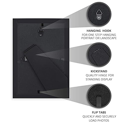Langdon House 4X6 Picture Frames (Black, 6 Pack), Contemporary Frame Set, Wall Mount Or Table Top, Prosperity Collection #TOP3