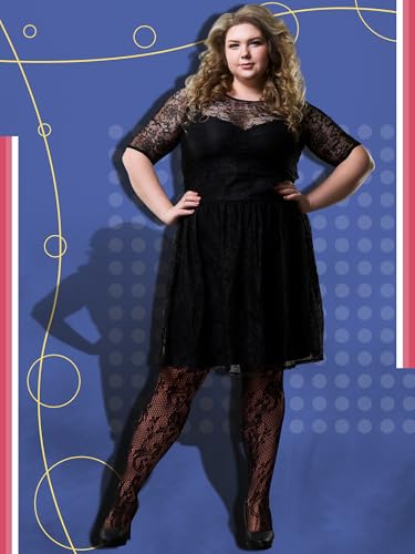 Image of Jadive 6 Pairs Women Plus Size Suspender Tights Fishnet Thigh High Stockings Garter Belt Lingerie Pantyhose