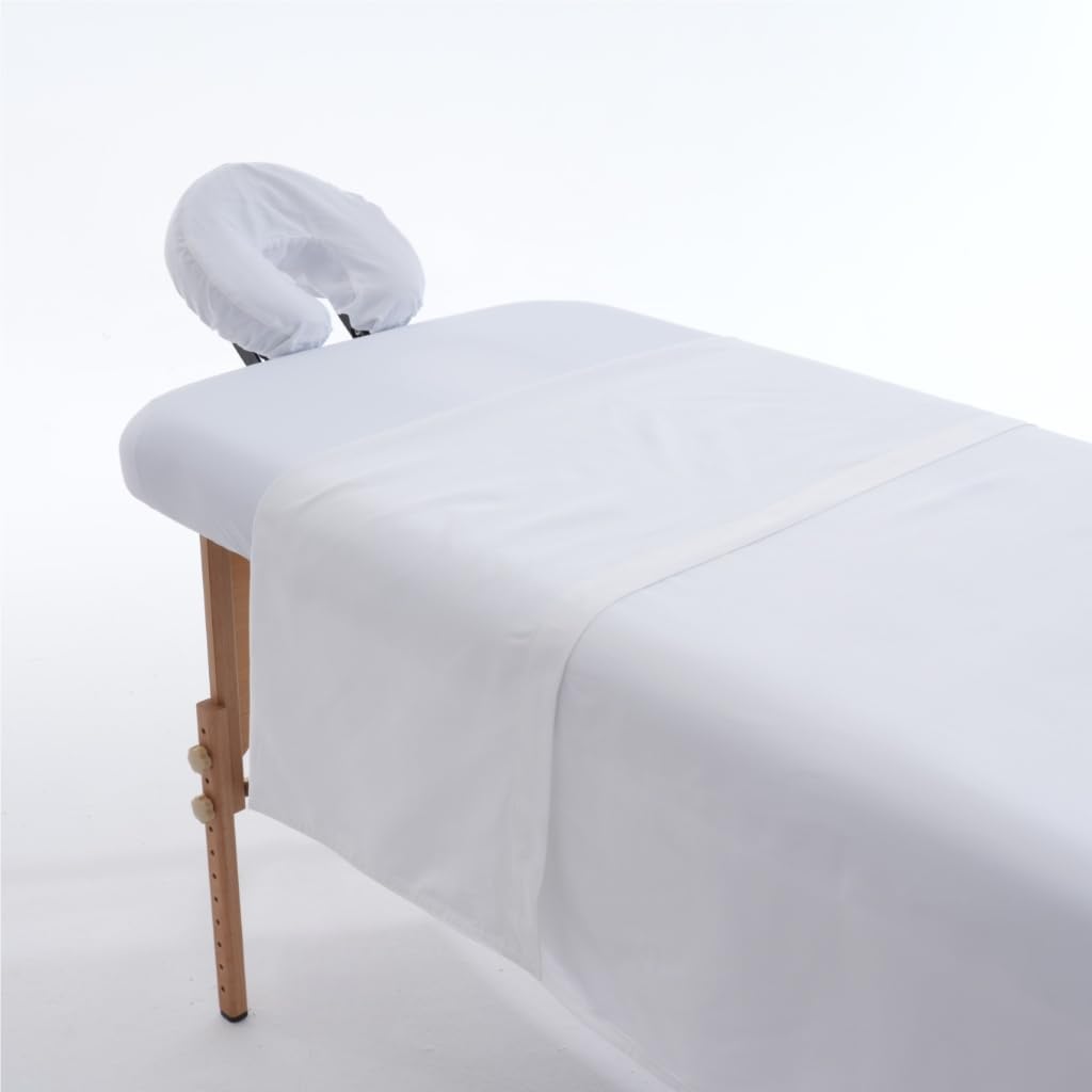 Massage Table Cover Set, Microfiber Material, Pocket-Style Blanket Protector, Fitted Sheet, Face Rest Cover (White)