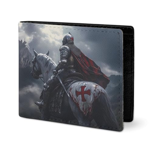 Knight Templar Bifold Wallet RFID Blocking Slim Credit Card Holder with with ID Window for Men Women2