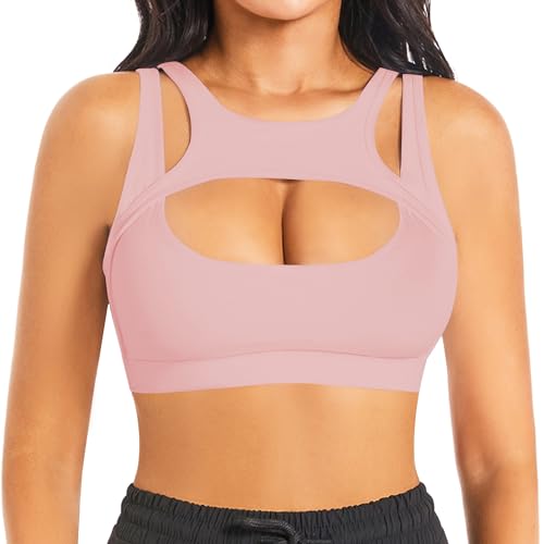Image of Betaven Push up Sports Bra for Women Sexy Hollow Crop Tops with Removable Cups Workout Fitness Yoga Bra Medium Support