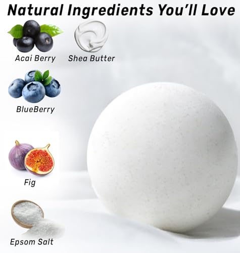Antioxidant Acai Berry Bath Bombs Blueberry Fig Large Luxury Bubble Bath Bomb Set for Girls Cleanse & Detox Bathbombs Fizzies Relaxation Spa self Care Stress Relief Gifts for Women Stocking Stuffers - Image 4