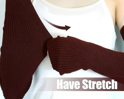 YATANAM Wool Blended Wrist Warmers Warm Fingerless Gloves Knit Soft Arm Warmers Sleeves Typing Mittens for Women