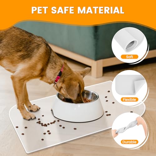 LDYOEN Dog Bowl Mat, Waterproof, Silicone, Cat & Dog Mat with Raised Edges (48 x 30 cm), transparent - Image 4
