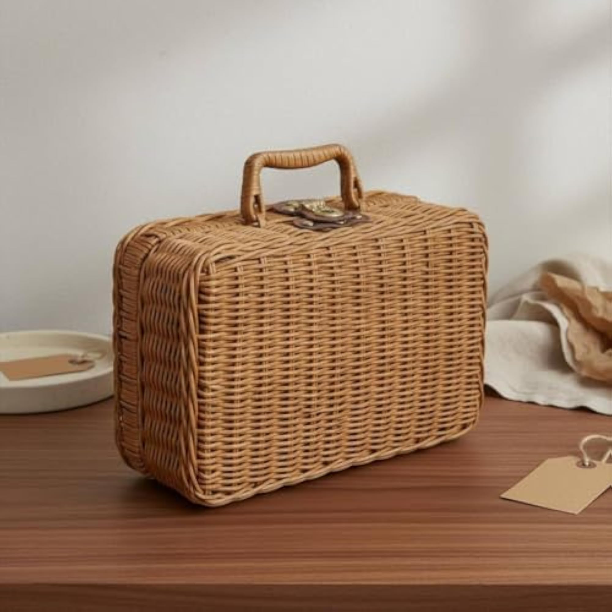 Handmade Rattan Suitcase Wicker Box for Gift Giving
