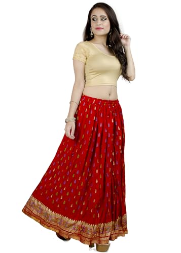 Chandrakala Flowy Long Skirt for Women A Line Casual Beach Party Holiday Maxi Skirts (S115-P)2
