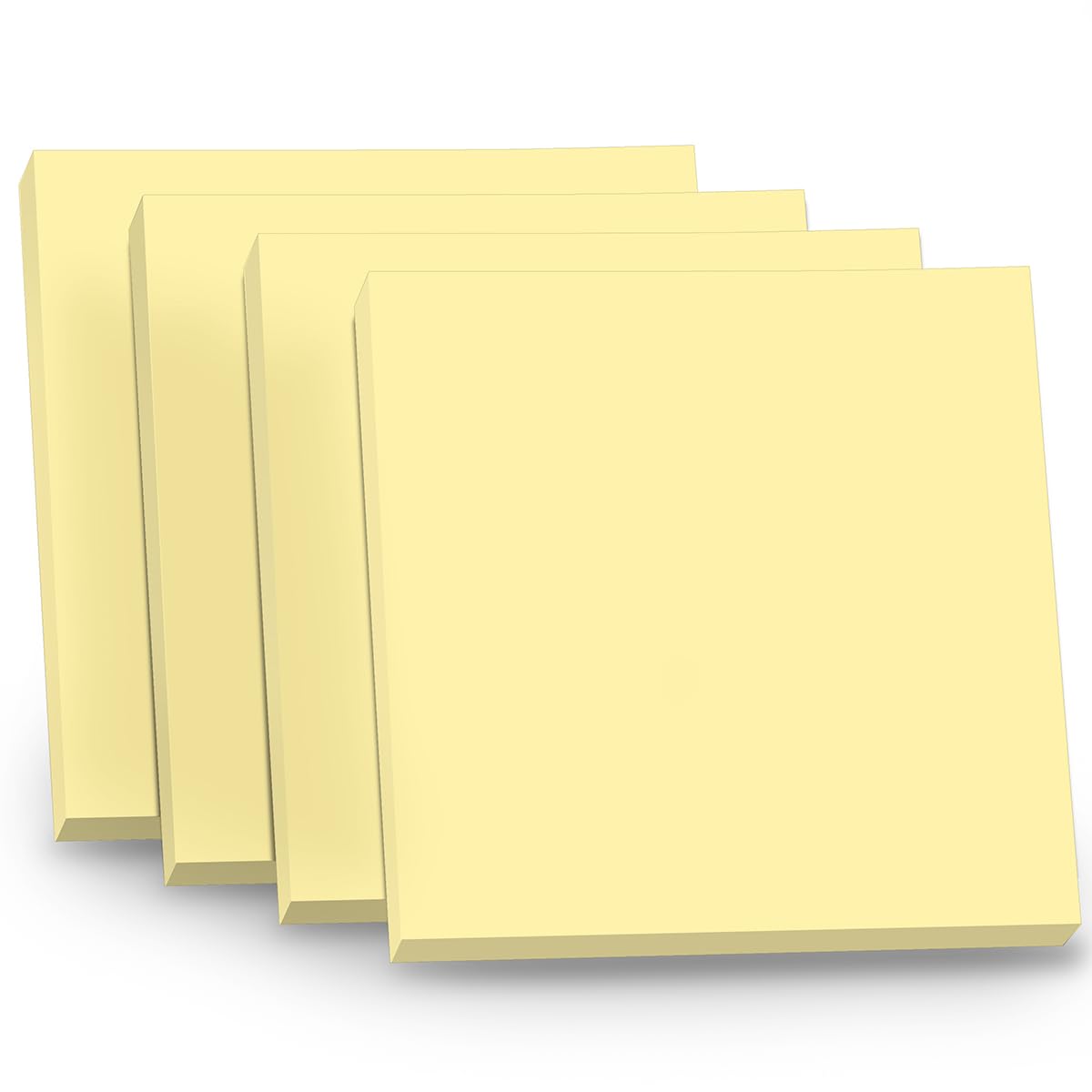 WAYTEX 400 Sticky Notes Repositionable Pack of 4 Pads of 100 Sticky Notes Square 75 x 75 mm Pastel Yellow