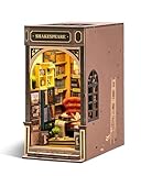 ROBOTIME ブックヌック キット DIY 立体パズル クラフト 木製手作りキット ミニチュア ドールハウス キット ブックスタンド 組み立て本棚装飾 LEDスイッチングライト ミニチュアハウス ミニワールド 初心者や中学生でも単独で可能 プレゼントに最適 公式販売（書店-TGB07）