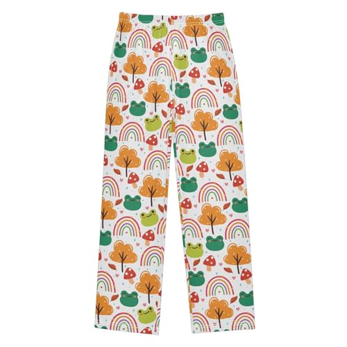 Frog Rainbow Boys Long Pants Soft Trousers Elastic Waist Kids Lounge Bottoms with Pockets S-XL - Main Image