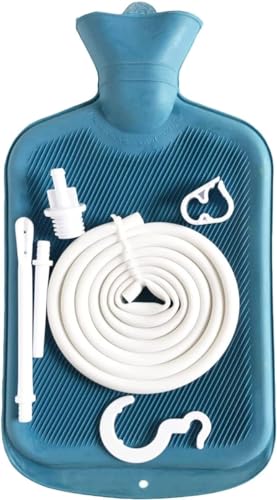 Enema System Kit with Hot Water Bottle Douche Bag Colon Cleansing Detox Weight Loss for Men Women in Blue Colour