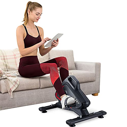 YOLENY Under Desk Bike Mini Exercise Bike Pedal Exerciser for Leg & Arm Desk Exercise Equipment Portable Exercise Workout Stationary Cycle